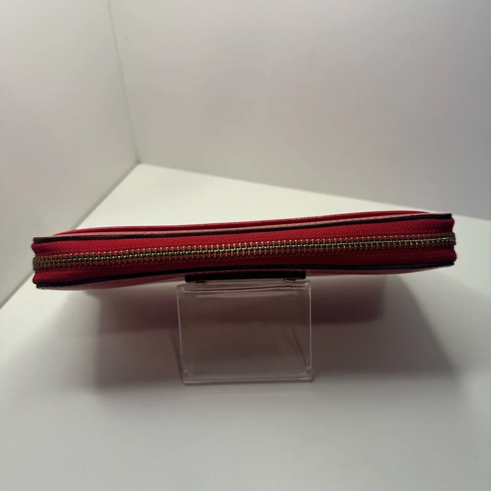 Kate Spade EUC Red Grained Leather Neda Wellesley Zip Around Wallet